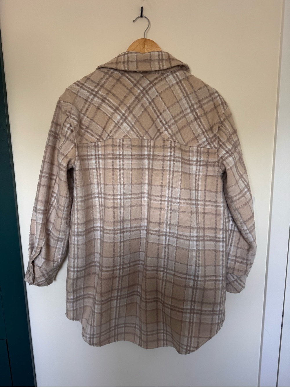 Neutral Plaid Button-Up Shacket - Picture 3 of 3